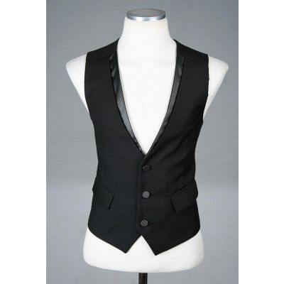 Men's Waistcoat for Three Piece Suit Sleeveless with Adjustable Back Buckle