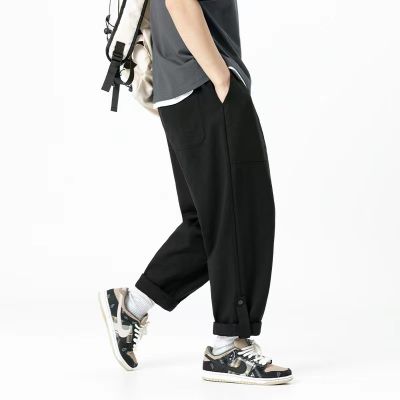 Baggy loose straight cargo trousers for men