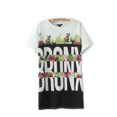 Bronx Flower Print Oversize T shirt for Women Summer Fashion