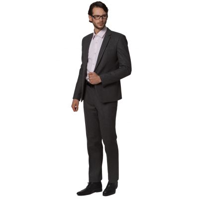 Thick Woolen Business Suit for men classic cut for winter - grey black