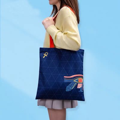 Canvas shopper bag with print