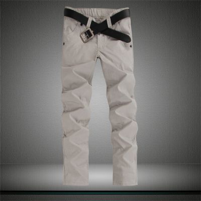 Casual Cotton Trousers for men straight cut - light grey