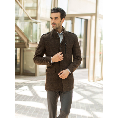 Men's Wool Winter Duffle Coat with Straight Cut - Brown