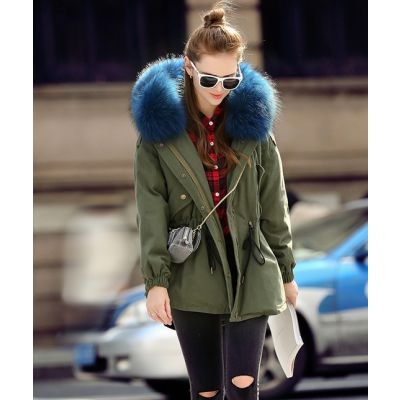 Winter Trench Coat for Women with Fur Hood