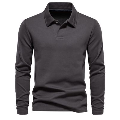 Men's Long Sleeve Solid Polo Shirt