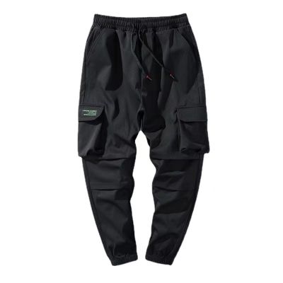 Men's multi-pocket baggy cargo pants with elastic waist