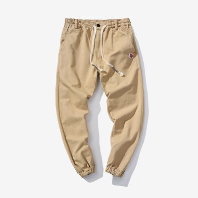 Cotton jogger pants for men with elastic waist and ankles