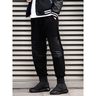 Sarouel Jogger Sweatpants for Men with Leather Knee Patch