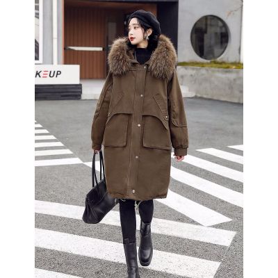 Parka Trench Coat for Women with Faux Fur Hood