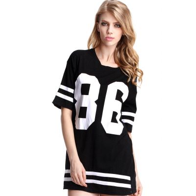 Long Dress T shirt with Baseball 86 Print for Women