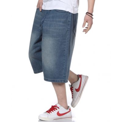 Washed out Baggy Denim Shorts for Men Jeans Bermuda