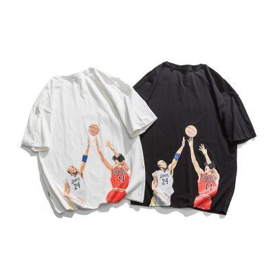 Short sleeve t shirt with basketball player print