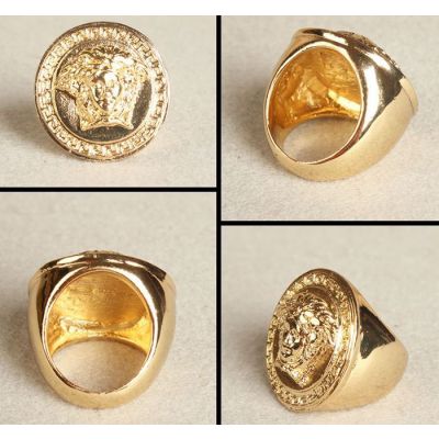Gold plated bling bling Ring with Medusa Head Swag Hip Hop Jewelry