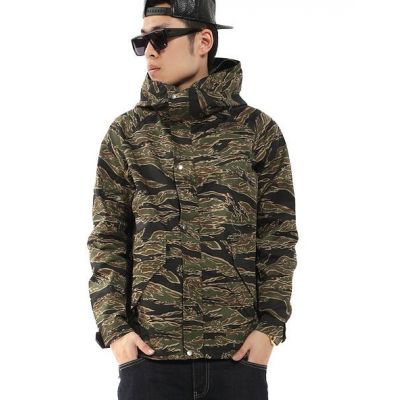 Military Camo Windbreaker Jacket for Men with Army Green Print