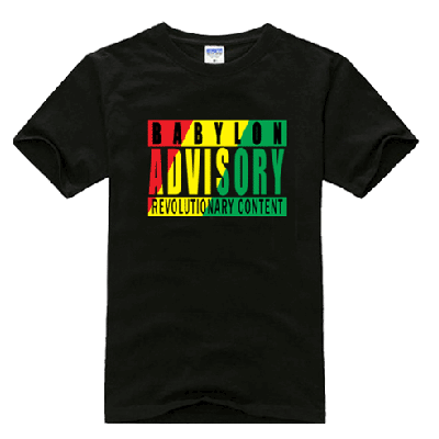 Babylon Advisory Revolutionary Content T shirt Reggae Jamaica Red Gold Green