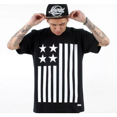 Stars and Stripes T Shirt Black and White US Flag Swag