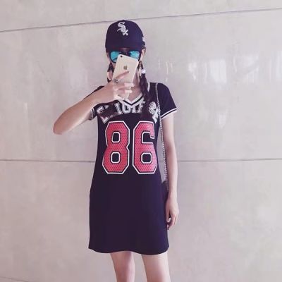 Women streetwear swag dress with number print