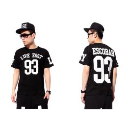 Escobar 93 T shirt Live Fast White Print on Black Swag