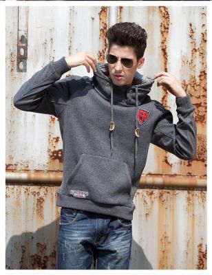 Fashion hoodie jumper for men with sport style badge embroidered