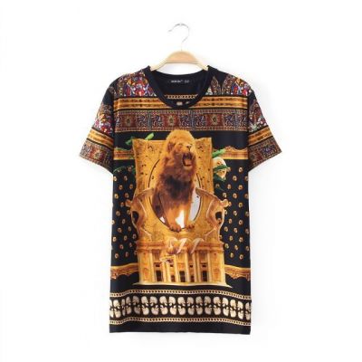 African Savana Print Lion T shirt for Women Summer Fashion