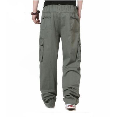 Baggy cotton pants with multiple pockets for men