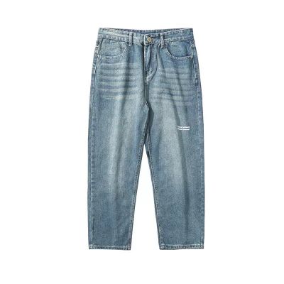 Balloon fit baggy jeans in light blue for men