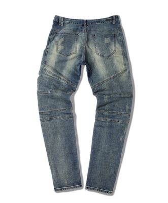 Slim fit Biker Jeans for Men with Ribbed Side Patches