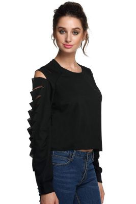 Long sleeve blouse for women with sleeve slits design