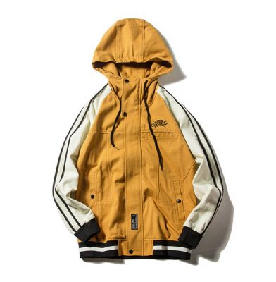 Hooded Jacket for Men in waxed cotton with bicolor sleeves