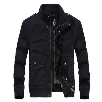 Standing collar army style jacket for men mid-season