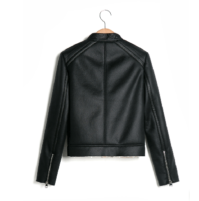 Biker Jacket for Women with Thick Shearling Collar