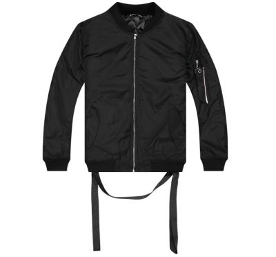 Bomber Jacket for Men with Back Straps - Black