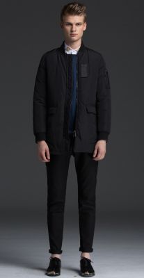 Mid-Long Bomber Jacket for men with black cotton lining