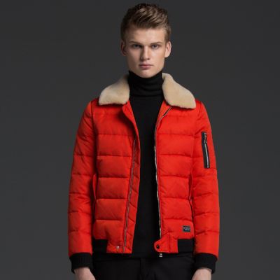 Men's Winter Jacket with Shearling imitation collar and sleeve zips