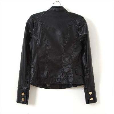 Black PU Leather Jacket for Women Perfecto Design with Side Zips