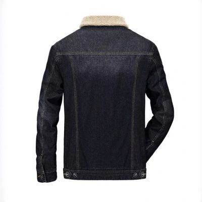 Denim Jeans Jacket for men with shearling lining collar and inside