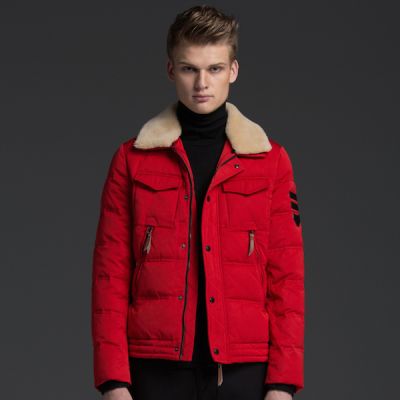 Winter Jacket with Shearling wool collar for men