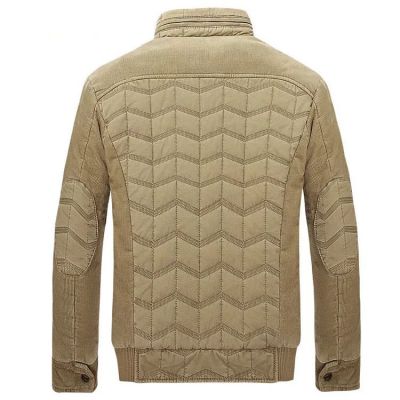 Padded mid-season jacket for men with wavy stitches