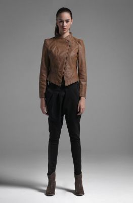 Brown Perfecto PU Leather Jacket for Women Classic