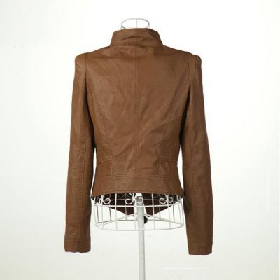 Brown Perfecto PU Leather Jacket for Women Classic