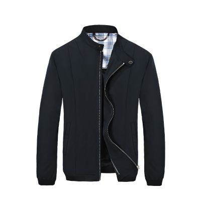 Men's Sport Jacket with Single Butyon on Collar and Zip