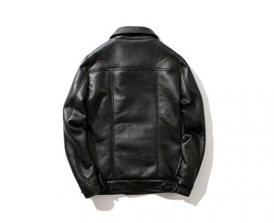 Leather trucker jacket for men