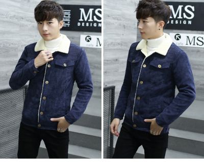 Men's corduroy jacket with wool imitation lining