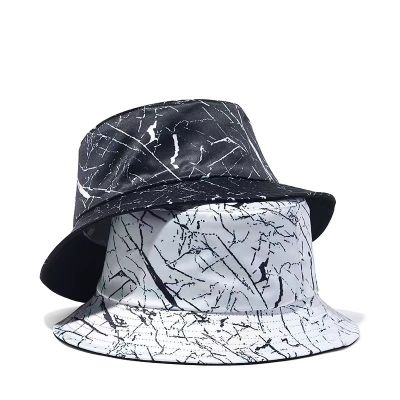 Reversible cracked print bucket hat