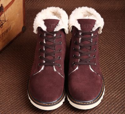 Fur lined Boots for Men Winter Workboots with Thick Sole