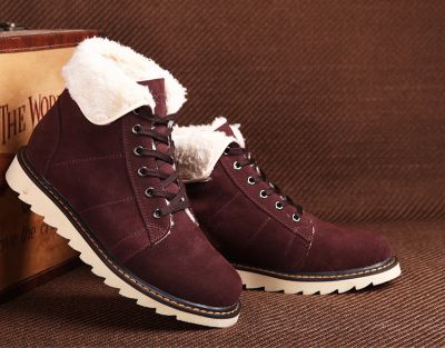 Fur lined Boots for Men Winter Workboots with Thick Sole
