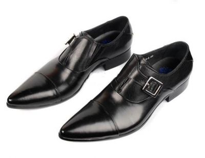 Monk Strap Leather Dress Shoes for Men - Black