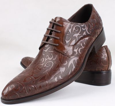 Fantasy Leaf Design Business Dress Shoes for Men - Brown