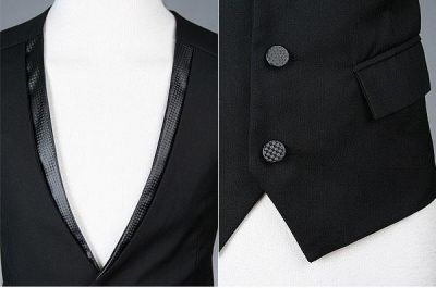 Men's Waistcoat for Three Piece Suit Sleeveless with Adjustable Back Buckle