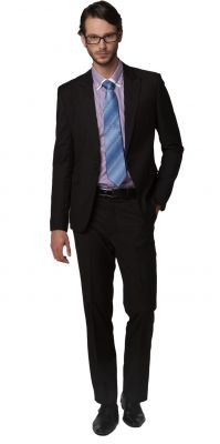 Men's business suit slim fit Jacket classic cut - black grey